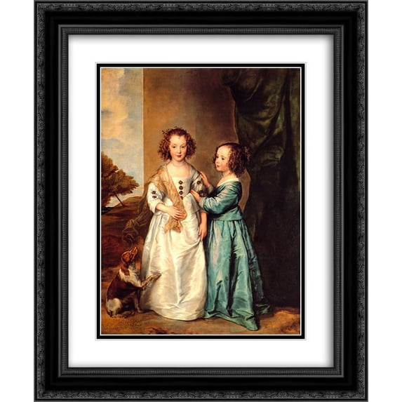 Anthony van Dyck 2x Matted 20x24 Black Ornate Framed Art Print 'Portrait of Philadelphia and Elisabeth Cary'