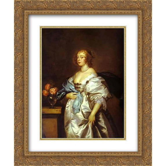 Anthony van Dyck 2x Matted 20x24 Gold Ornate Framed Art Print 'Lady Borlase'