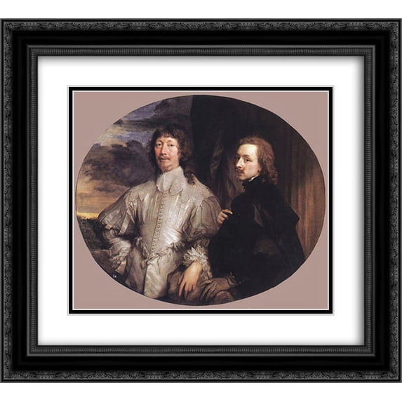 Anthony van Dyck 2x Matted 24x20 Black Ornate Framed Art Print 'Sir Endymion Porter and the Artist'