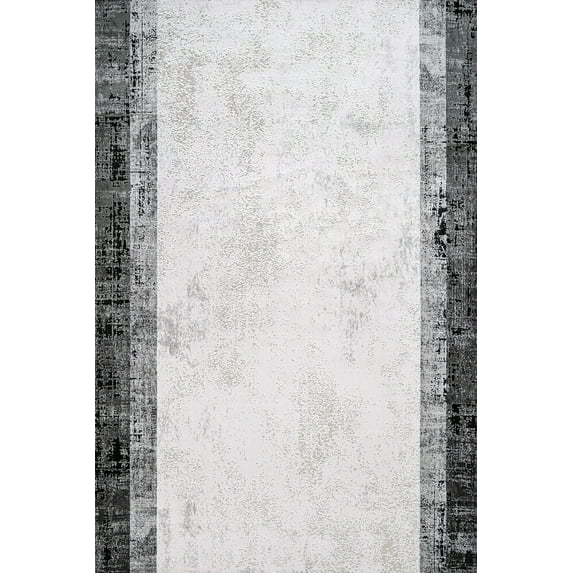 Anthracite Framed Area Rugs for Living Room Washable Rugs Boho Moroccan Area Rug Soft Neutral Geometric Bohemian Carpet Distressed Indoor Rug for Bedroom Dining Room Office Foldable Nonslip Rug