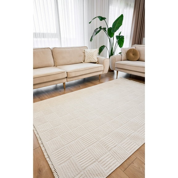 Anthracite Geometric Polyester Machine Made Alan Halısı