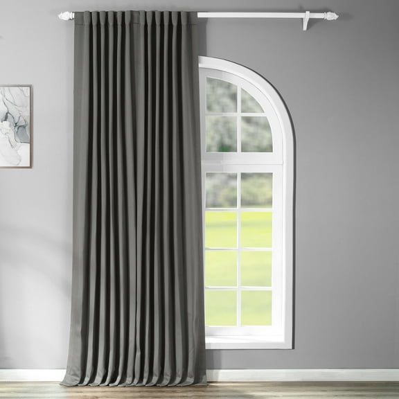 Anthracite Grey Extra Wide Blackout Room Darkening Curtain (1 Panel), Anthracite Grey, 100W X 108L