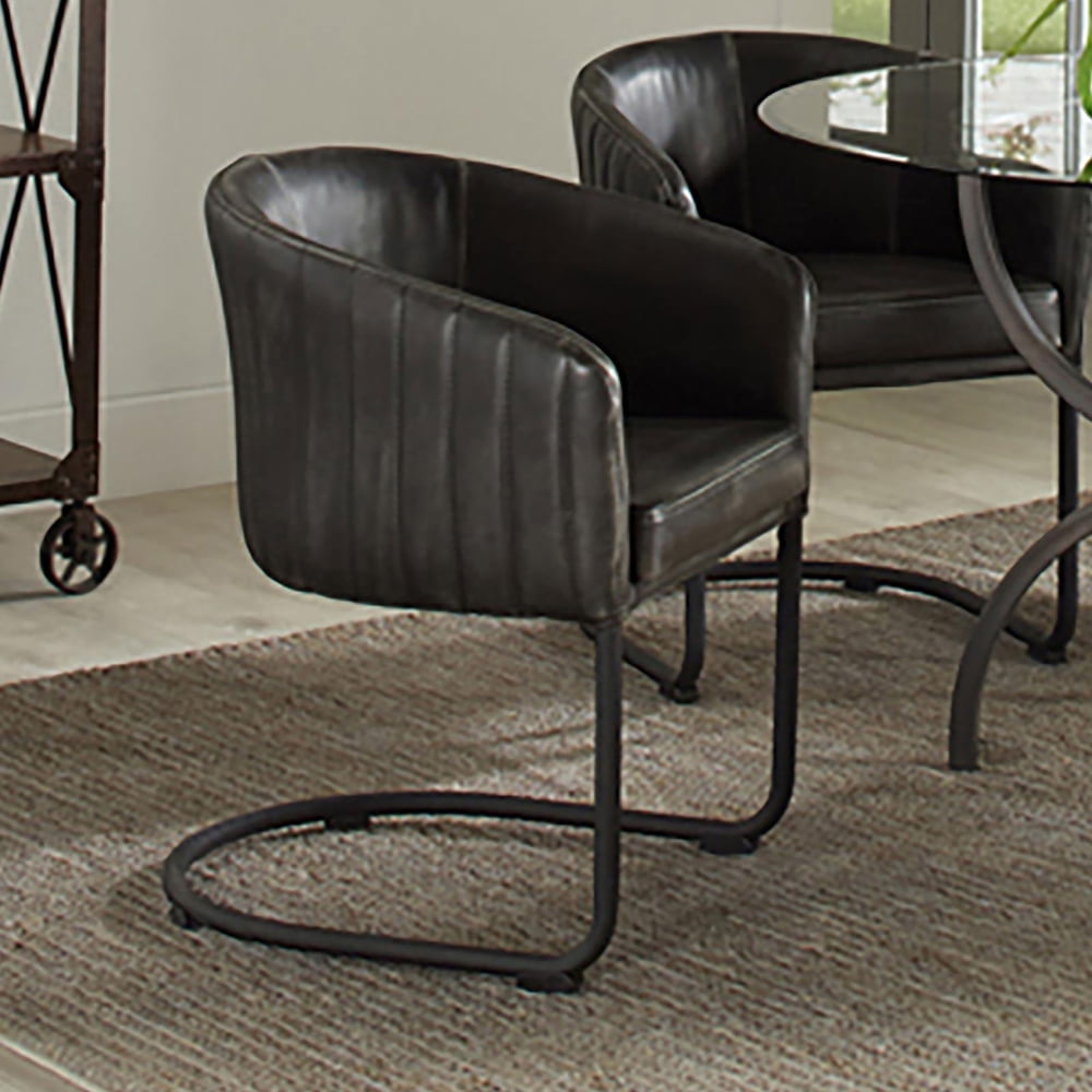 Anthracite and Matte Black Barrel Dining Chair - Walmart.com
