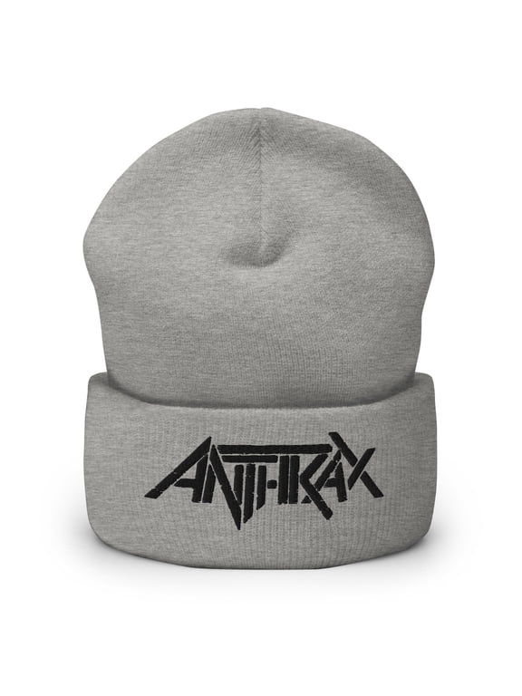 Anthrax - Black on Grey Cuffed HD Embroidered Beanie