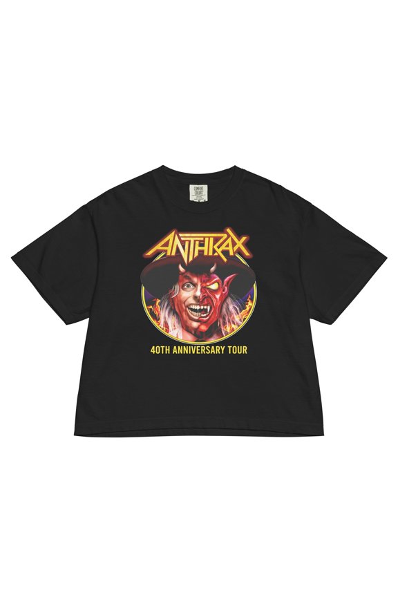 Anthrax Half Devil Mineral Wash Womens Crop Top