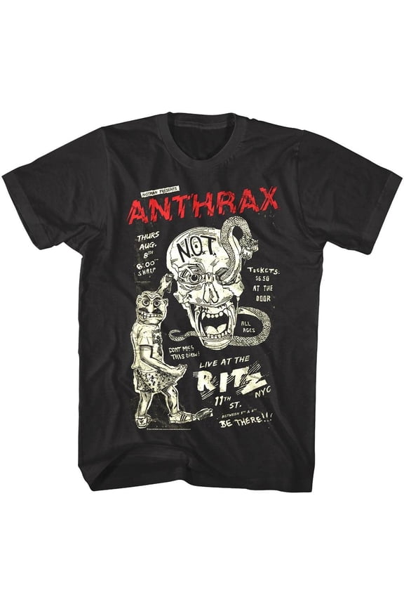Anthrax Live At The Ritz NYC Men's T Shirt (Black, AdultXL)
