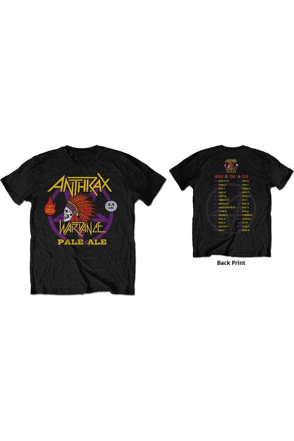 Anthrax Unisex T-Shirt War Dance Paul Ale World Tour 2018 (Back Print/Ex Tour) (XX-Large)
