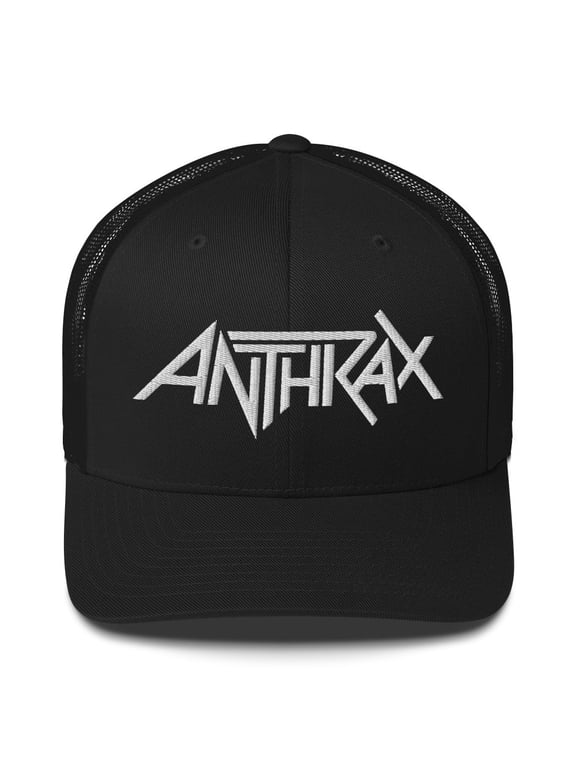 Anthrax - White on Black Trucker HD Embroidered Hat