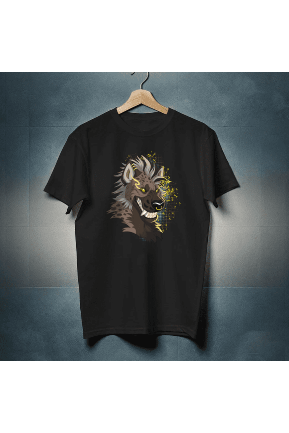 Anthro Hyena Hand Drawn Furry Art Creative Animal Graphic Unisex T-Shirt up to 5XL