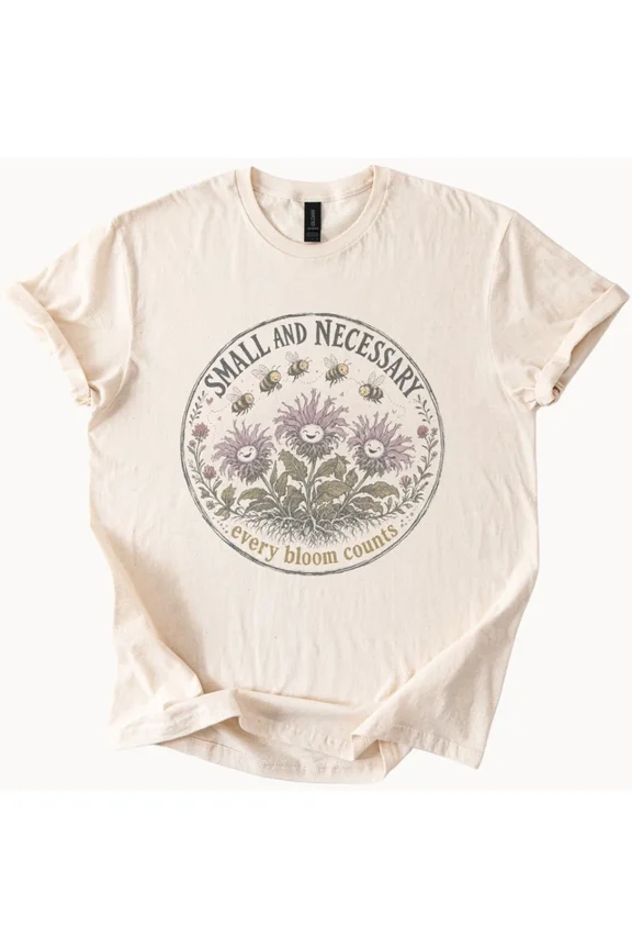 Anthropomorphic Flowers And Bees Graphic Tee Whimsical Botanical Art Size S-5Xl Heygategoo Tee