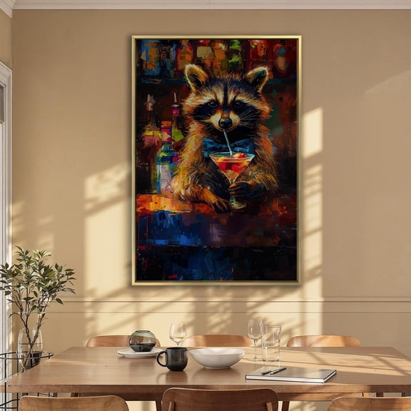 Anthropomorphic In Bar Wall Art Animal With Cocktail Poster Abstract Decor Her Ready To Hang, Unframed Poster Size 8x12