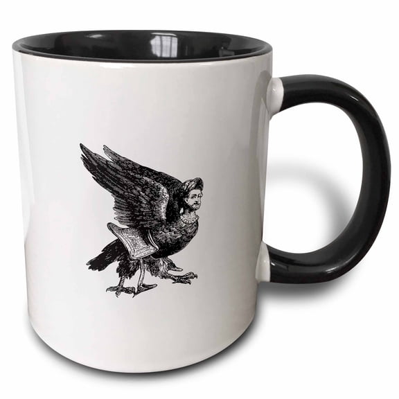 3drose, Anthropomorphic Large Bird Demon Dictionnaire Infernal Cut Out, 15oz Two-tone Black Mug