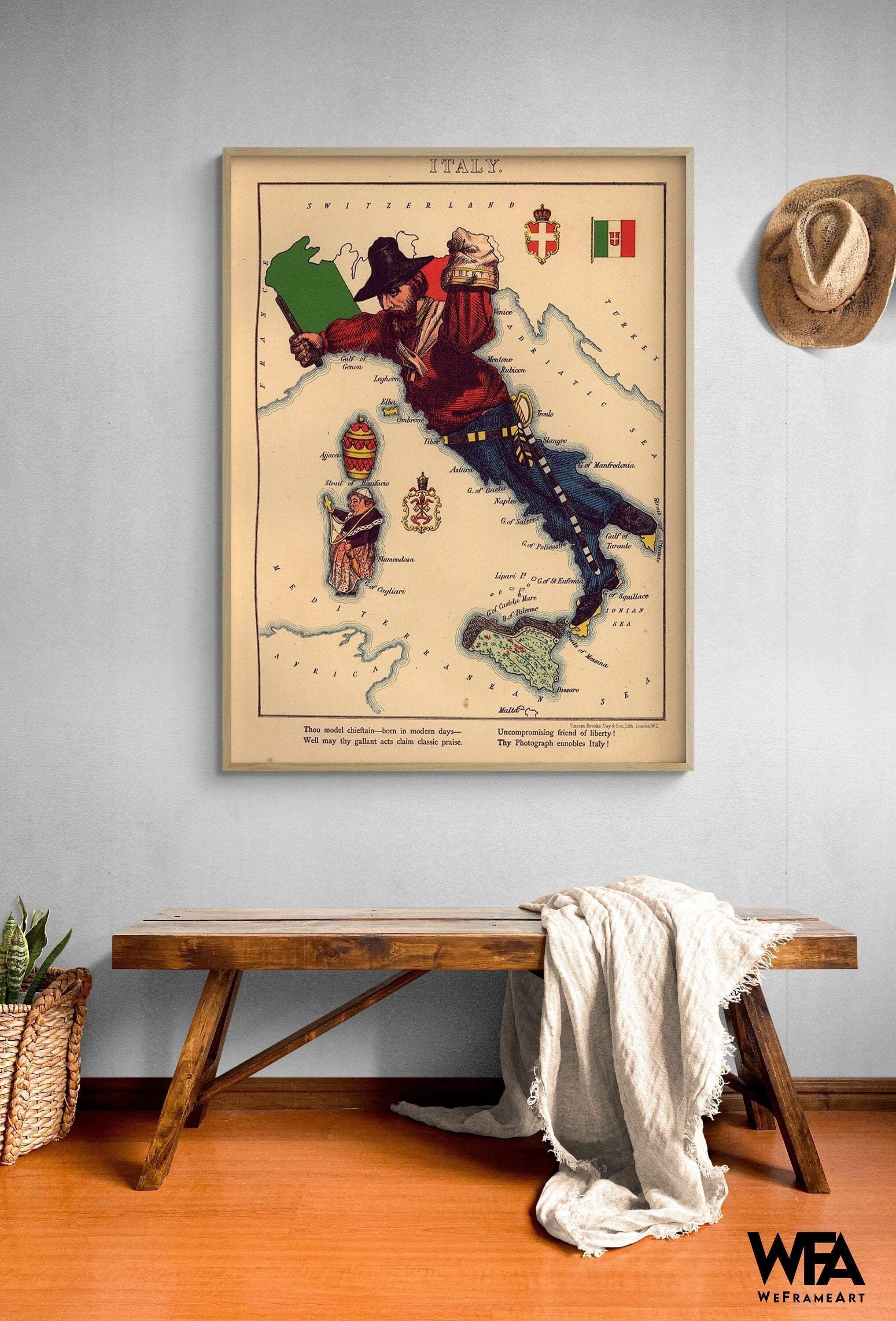 Anthropomorphic Map of Italy, Italian Map Poster, Italy Map Print ...