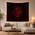 thumbnail image 1 of Anthropomorphic Sun and Moon Face Against Black, Mystical Illustration for Occult Enthusiasts, Sacred Geometry Decor, Halloween Gift, Tapestry Wall Hanging for Bedroom and Living Room, 1 of 7