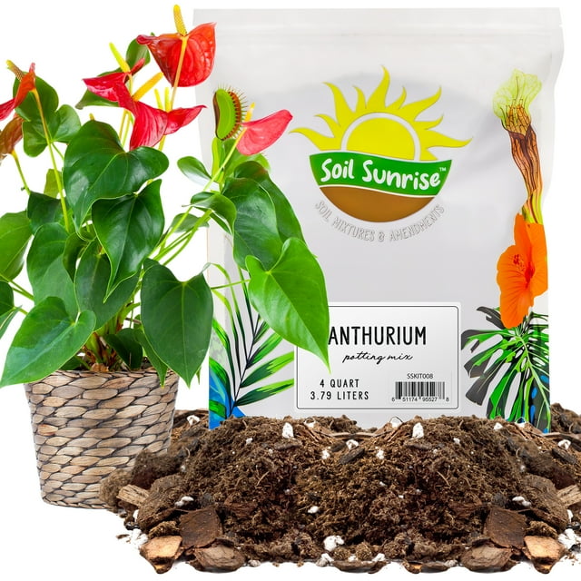 Anthurium Plant Potting Soil Mix (4 Quarts), Indoor Houseplant Custom Blend for Flowering
