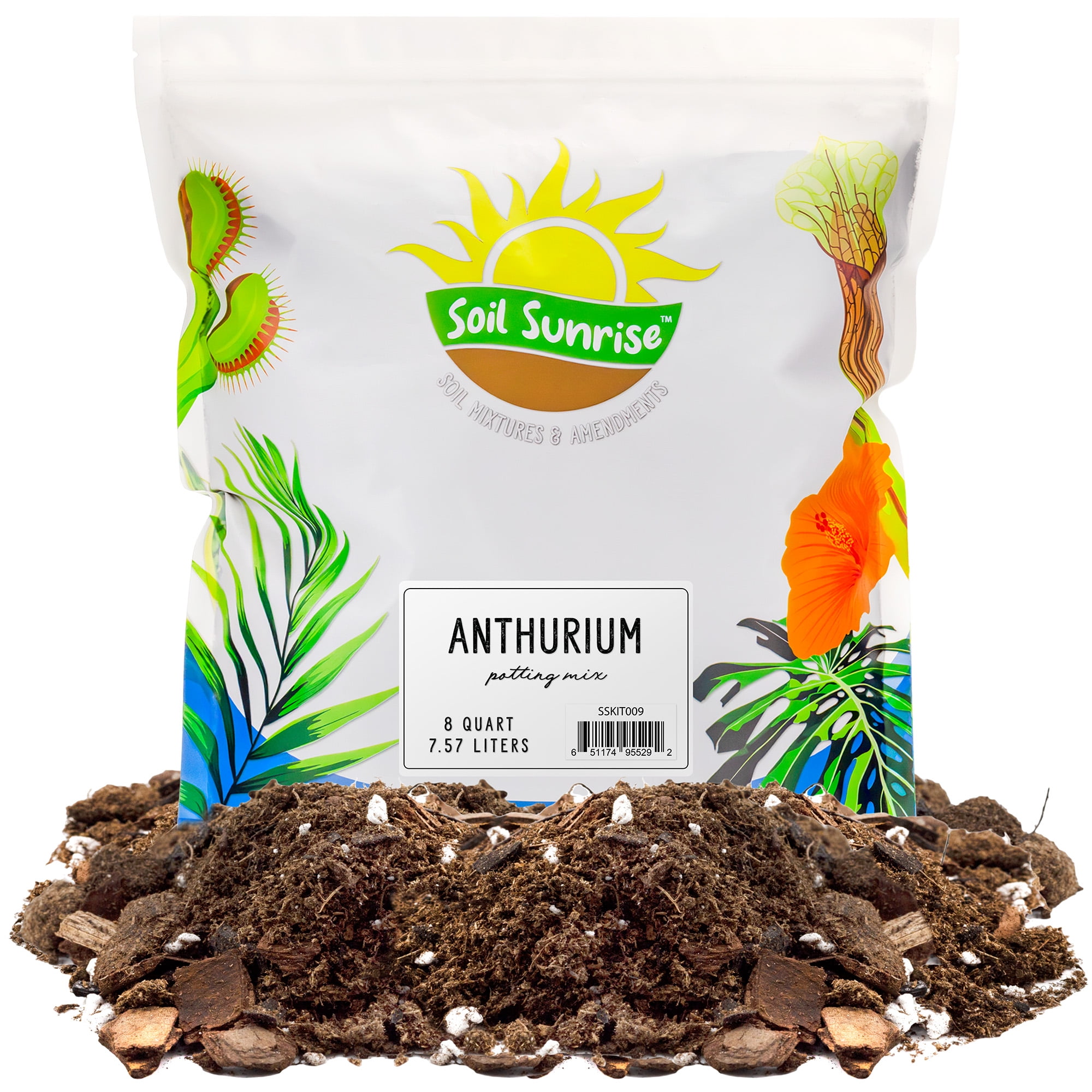 Anthurium Plant Potting Soil Mix (8 Quarts), Indoor Houseplant Custom Blend for Flowering Anthuriums