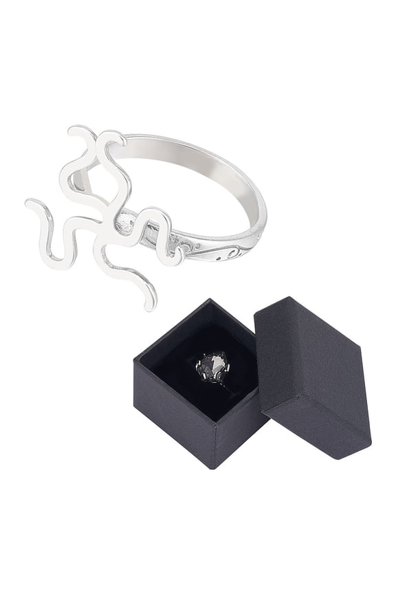 Anti-1Pc Rhodium Plated 925 Sterling Silver Open Cuff Ring Findings Twist Ring Settings with S925 Stamp with 1Pc Jewelry Gift Boxes Platinum