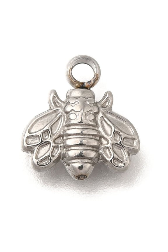 Anti-304 Stainless Steel Charms Bees Charm Stainless Steel Color 10.5x9.5x2mm Hole: 1.8mm for DIY
