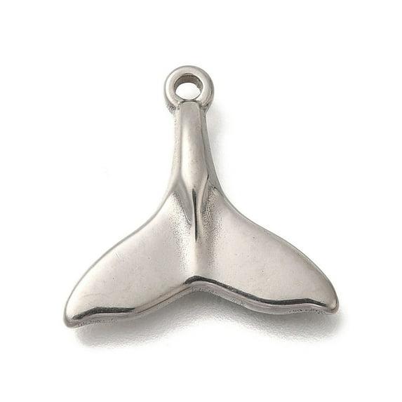 Anti-304 Stainless Steel Pendants Fishtail Charm Stainless Steel Color 18x18.5x3.2mm Hole: 1.6mm