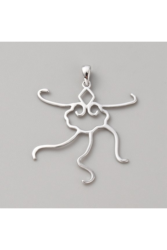 Anti-925 Sterling Silver Hollow Charm Cabochon Settings Twist Platinum 34.5x32x1.2mm Hole: 4mm DIY