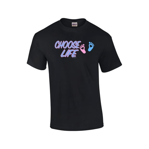 Anti-Abortion Short Sleeve T-shirt Choose Life Baby Foot Prints-Black-4xl