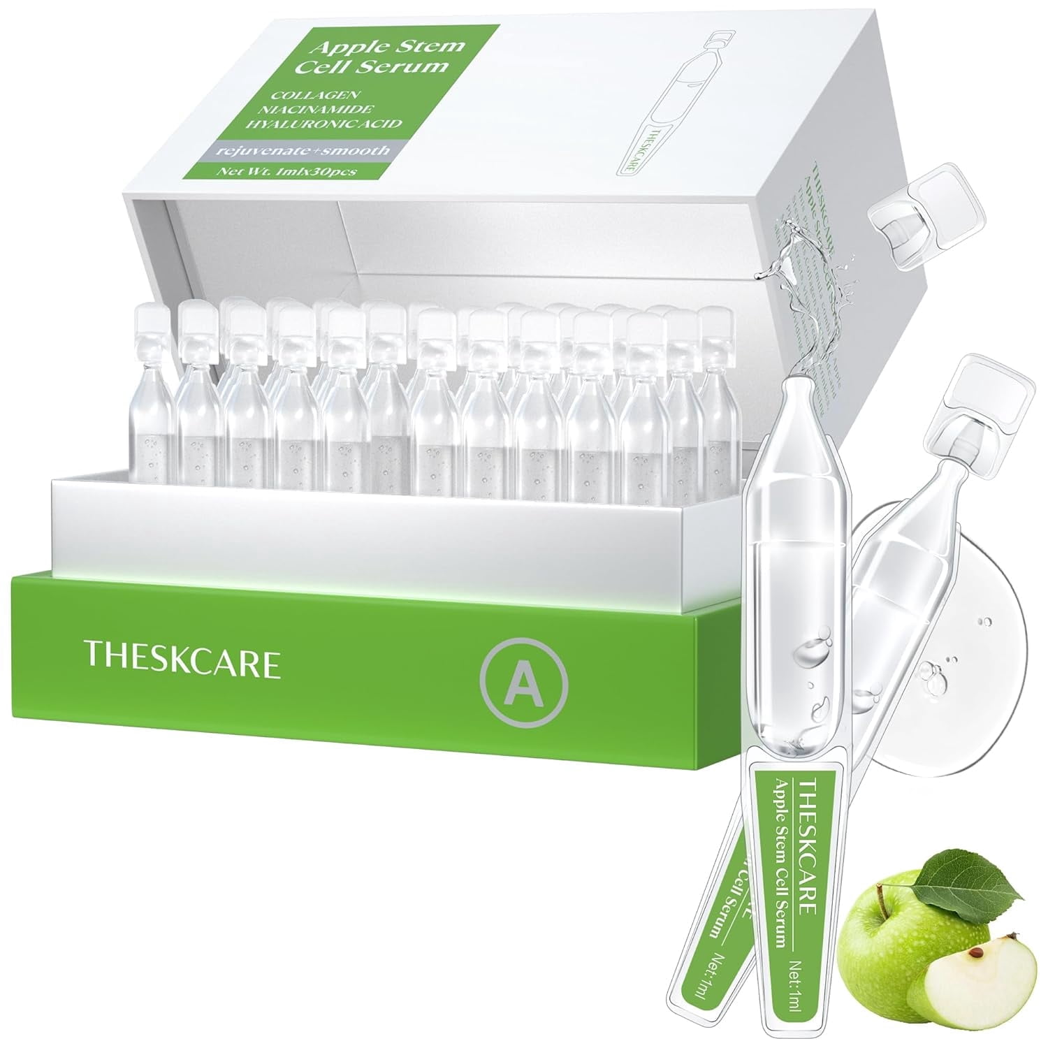 THESKCARE Anti Aging Apple Stem Cell Serum Ampoule for Face with Collagen,Hyaluronic Acid & Niacinamide,Rejuvenating Facial Serum for Fine Lines & Wrinkles,Plum