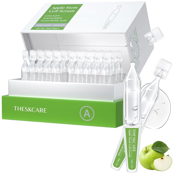 THESKCARE Anti Aging Apple Stem Cell Serum Ampoule for Face with Collagen,Hyaluronic Acid & Niacinamide,Rejuvenating Facial Serum for Fine Lines & Wrinkles,Plumping& Hydrating,30 Ampoules