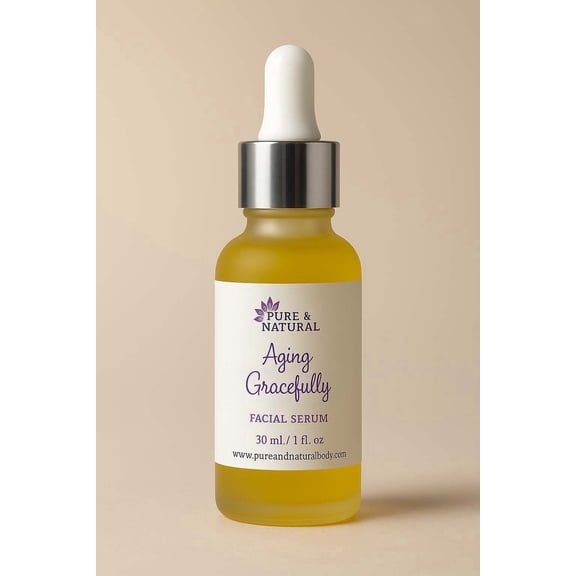 Pure & Natural Body Essentials Aging Gracefully Facial Oil, Hydrating Face Serum for Mature & Sensitive Skin, Lightweight Anti-Dryness, 1 fl oz