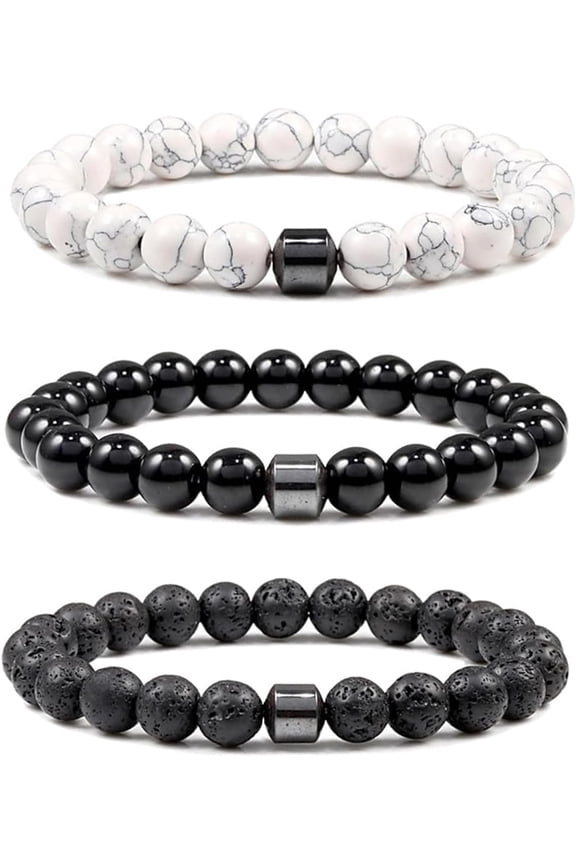 Anti Alcohol Bracelet 3 Pack 8mm Adjustable Sobriety Bracelets for Reducing Drinking Urges Minimalist Mindful Accessory for Men & Women Magnetic Bracelet Daily Wear Bracelets for Work & Party