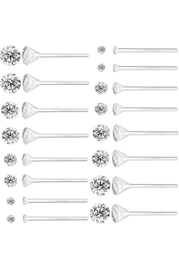 Anti Allergy  Plastic Stud Earrings Set, 8 Pairs with  Backs, 2-5mm Cubic Zirconia for  Ears