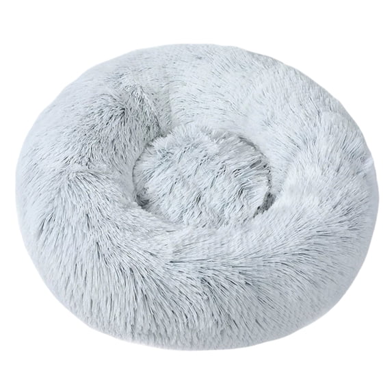Anti-Anxiety Donut Cuddler Bed - 19.7 Inch Round Fluffy Pet Bed for Small Medium Dogs & Cats, Cozy Warming Calming Dog Bed with Non- Bottom, Washable