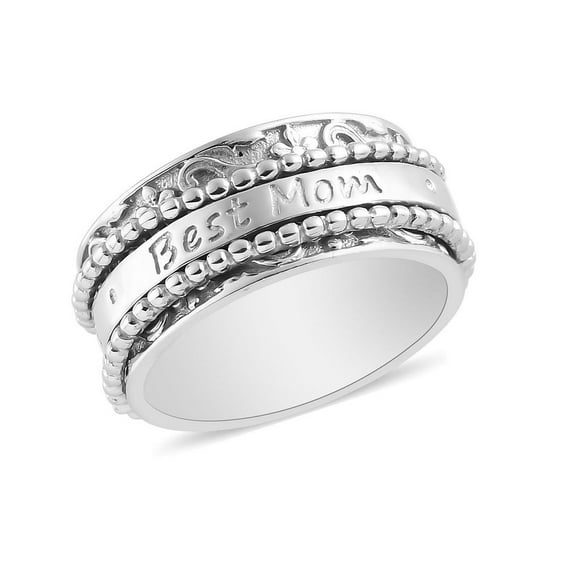 Anxiety Ring for Women 925 Sterling Silver Best Mom Spinning Spinner Rings for Men Oxidized Concave Boho Jewelry Band Meditation Stress Relief Birthday Christmas Gifts Size 10 Women