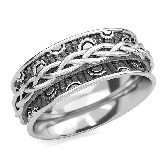 Anxiety Ring for Women 925 Sterling Silver Spinning Spinner Rings for Men Oxidized Beach Concave Boho Swirl Jewelry Band Meditation Stress Relief Birthday Christmas Gifts Size 7 Women