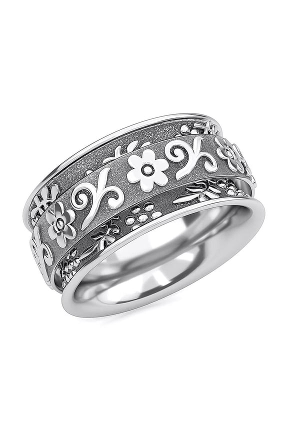 Anxiety Ring for Women 925 Sterling Silver Spinning Spinner Rings for Men Oxidized Concave Boho Jewelry Band Meditation Stress Relief Women Size 5 Birthday Christmas Gifts