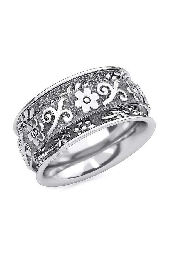 Anxiety Ring for Women 925 Sterling Silver Spinning Spinner Rings for Men Oxidized Concave Boho Jewelry Band Meditation Stress Relief Women Size 6 Birthday Christmas Gifts