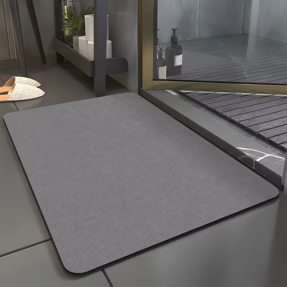 Anti Bacterial Properties with Easy Snap Clean Surface Design 24x16 Inch Natural Stone Diatomite Bathroom Floor Mat Super Absorbent Quick Dry Non Slip Foot Mat for Shower Tub Kitchen Entry Door Mat