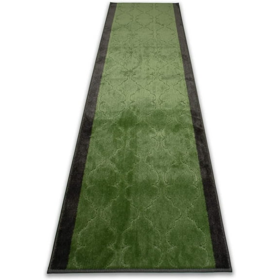 Anti Bacterial Slip Skid Resistant Custom Size Runner Rug Trellis Green Design 26 Inch Wide and Pick Your Own Length by Feet Cut to Size Roll Runner Rug