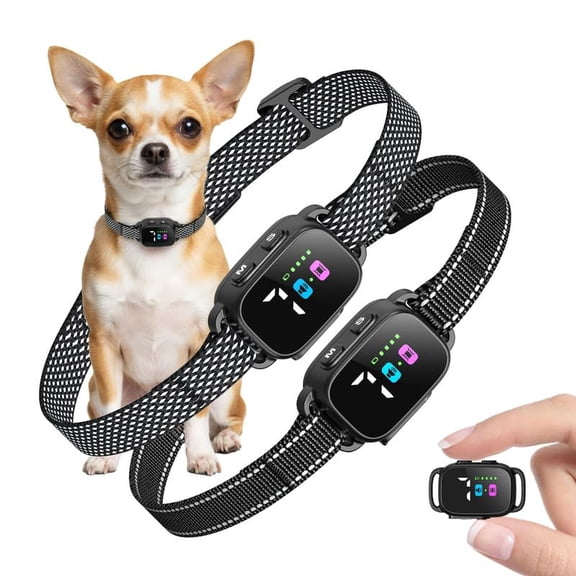 Anti Bark Collar for Small Dogs 2 Pack, No Shock Bark Collar with Beep & Vibration, 7 Sensitivity Levels, Smart Bark Detection, Rechargeable IP67 Waterproof Bark Collar for Small Dogs 5-30lbs