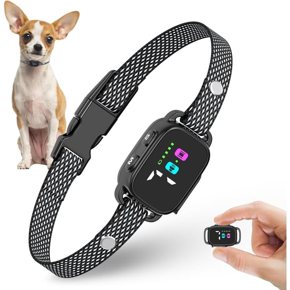 Anti-Bark Collar for Small Dogs, No Shock Anti Barking Collars with 7 Sensitivities, 3 Adjustable Modes Beep & Vibration, IP67 Waterproof - Effective & Humane Small Dogs Bark Collar-Black