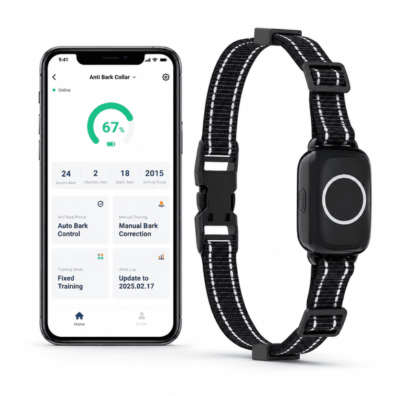 Anti Bark Collar for Dogs, App-Controlled Smart Bark Collar with Beep, Vibration and Static Modes, IPX7 Waterproof Rechargeable Dog Training Collar
