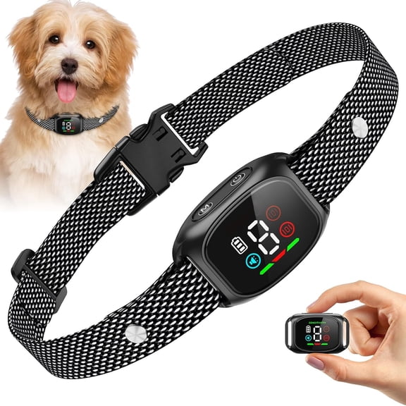 Anti Bark Vibration Collar Device for Large Medium Small Dogs 6-150lbs Smart Ai Automatic Puppy Dog Beep No Shock Barking Training Collars Rechargeable IP67 Waterproof Adjustable 8 Sensitivity