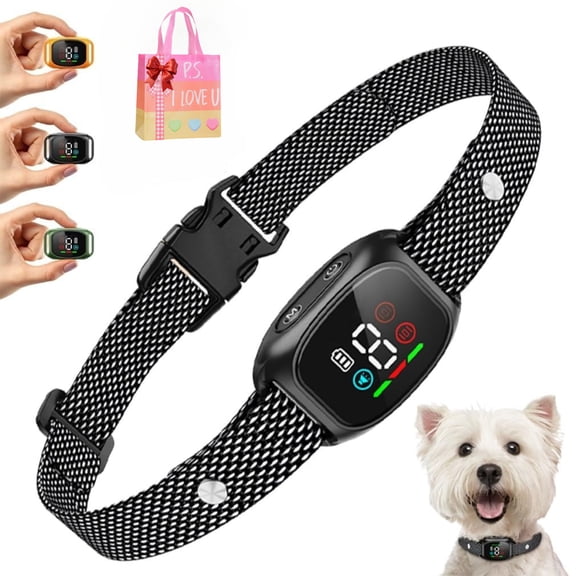 Anti Bark Vibration Collar Device for Large Medium Small Dogs 6-150lbs Smart Ai Automatic Puppy Dog Beep No Shock Barking Training Collars Rechargeable IP67 Waterproof Adjustable 8 Sensitivity