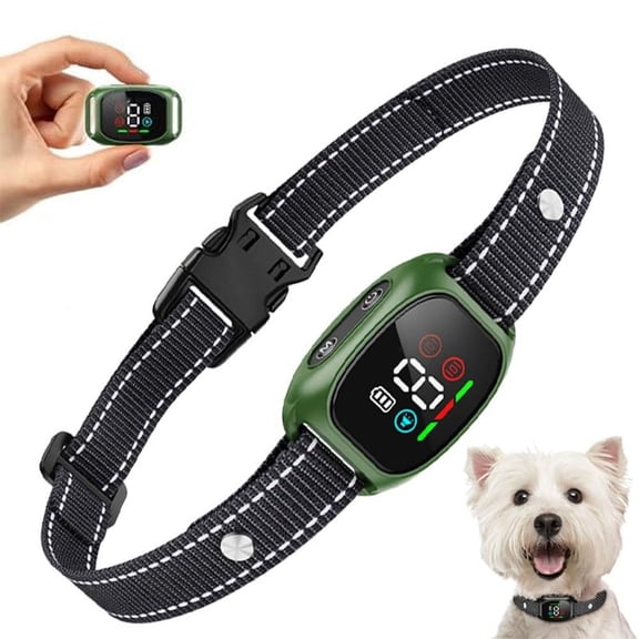 Anti Bark Vibration Collar Device Smart Ai Automatic Puppy Dog Beep No Shock Barking Training Collars Rechargeable IP67 Waterproof Adjustable 8 Sensitivity Dogs 6-150lbs(Q)