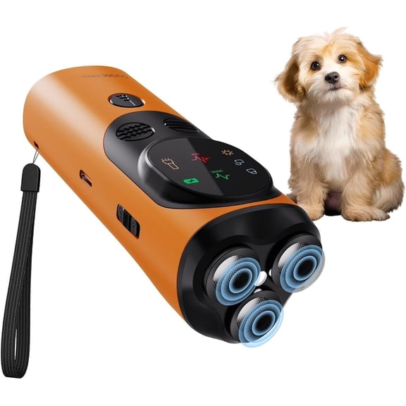 Anti Barking Device for Dogs, 3X   Bark Deterrent Device with  Modes Stop Neighbors  Barks, Portable   Tool with Flashlight Indoor Outdoor Use, Orange, Black