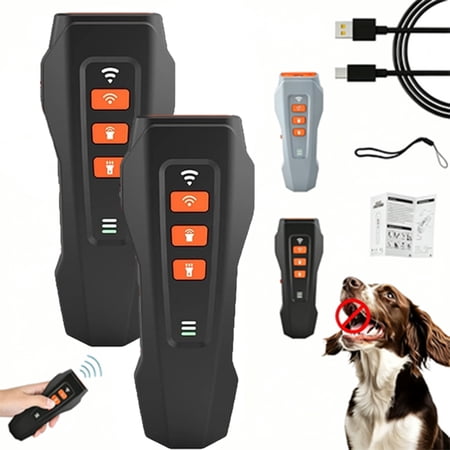 Anti Barking Device, Rechargeable Pet Gentle Trainer Ultrasonic for Dogs, 3 Training Modes No Barking Device for Small Medium Large Dog Indoor & Outdoor (2PCS-Black)