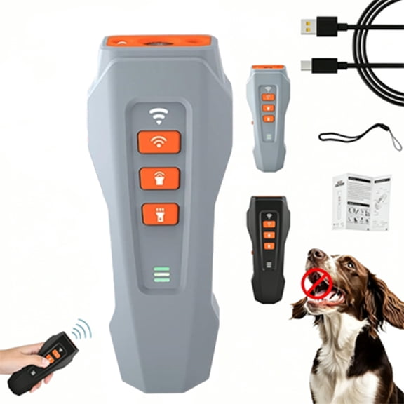 Anti Barking Device, Rechargeable Pet Gentle Trainer Ultrasonic for Dogs, 3 Training Modes No Barking Device for Small Medium Large Dog Indoor & Outdoor (Gray)