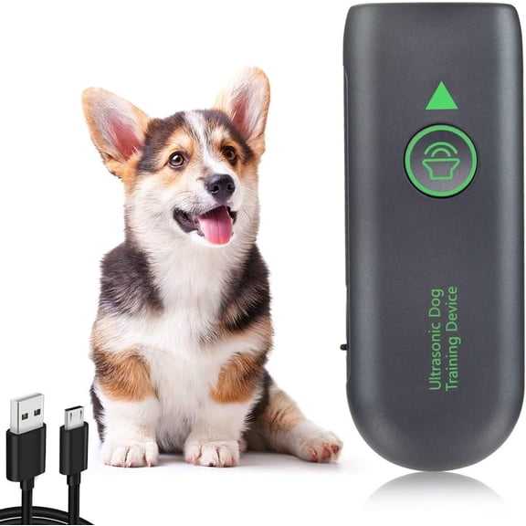 Anti Barking Device, Ultrasonic Bark Control Devices, Handheld Barking Dog Deterrent of 16.4FT with LED Indicate Anti-bark Device for Dogs Behavior Training & Barking Control (Grey)