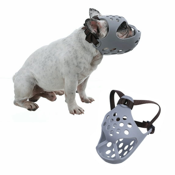 Anti-Bite Dog Muzzle,Short-Billed Rubber Muzzle,Breathable Design,Secure Straps for Small Breeds,Training Aid,Non-Slip Comfort Muzzle,Pet Safety Gear|Plastic,Gray,MIANHT