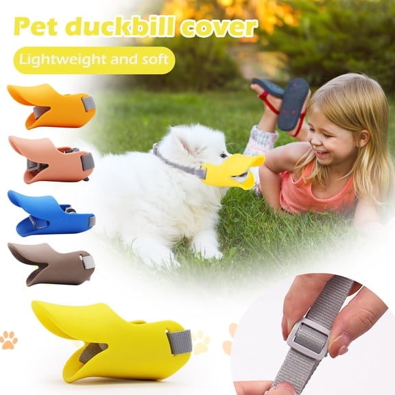 Anti Bite Duck Mouth Shape Dog Mouth Covers Anti-Called Muzzle Masks Pet Mouth Set Bite-Proof Silicone Material(Orange）
