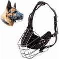 thumbnail image 1 of Anti-Biting Anti-Barking Metal Dog Muzzle, Adjustable Training Basket Muzzle for Medium and Large Dogs, Breathable Wire Muzzle for Safe Drinking and Panting, Black/Brown, 1 of 7
